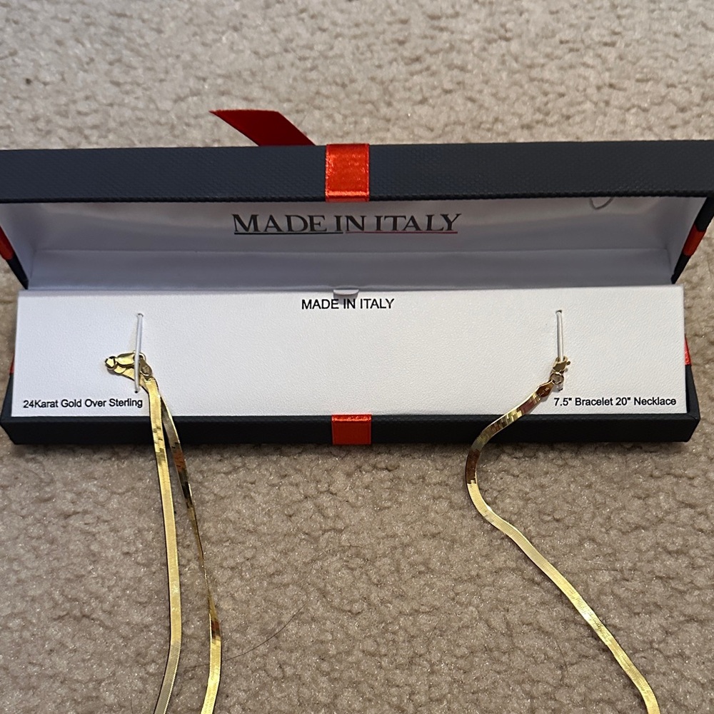 Gold Over Sterling Necklace and Bracelet Set